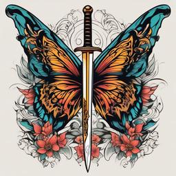 butterfly sword tattoo  simple vector color tattoo