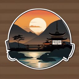 Japanese Ryokan Sticker - Transport yourself to Japan with the serene and traditional Japanese ryokan sticker, , sticker vector art, minimalist design