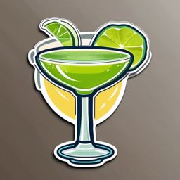 Margarita Glass Sticker - Sip on a tangy and refreshing margarita, rimmed with salt and garnished with a lime, , sticker vector art, minimalist design