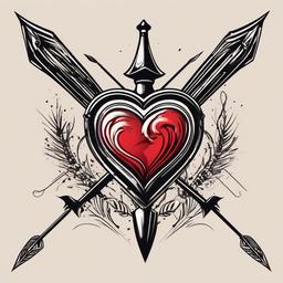 heart tattoo arrow  vector tattoo design