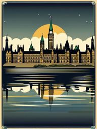 Ottawa clipart - Parliament Hill and Ottawa River,  color vector clipart