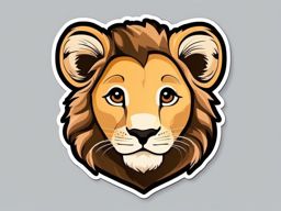 Lion Cub Sticker - An adorable lion cub with a curious expression. ,vector color sticker art,minimal
