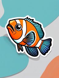 Clownfish Sticker - A vibrant clownfish swimming in coral reefs, ,vector color sticker art,minimal