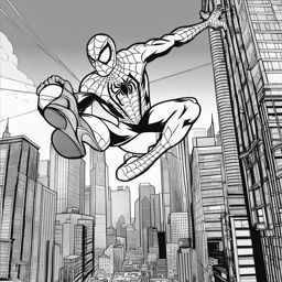 spiderman coloring pages - spider-man swings through the city, ready to save the day. 