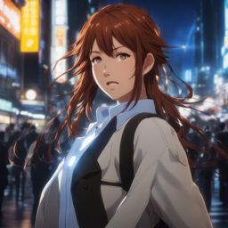 mikoto misaka generates powerful electrical arcs in the bustling streets of academy city. 