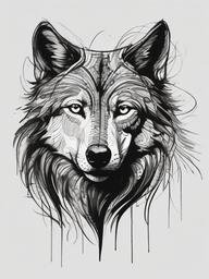 drawing of a wolf in carnival  minimal rough sketch scribbles,doodles,black and white