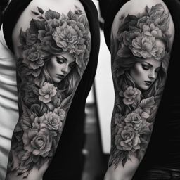 sleeve tattoo design black and white 