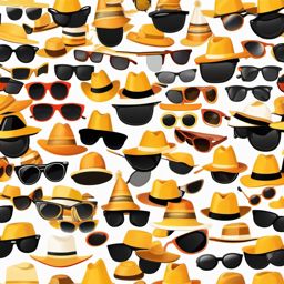 Sunglasses and Hat Emoji Sticker - Vacation fashion essentials, , sticker vector art, minimalist design