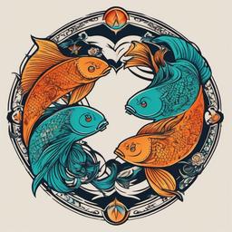 pisces zodiac tattoo  simple vector color tattoo