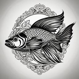 Black Fish Tattoos-Classic and timeless black tattoos featuring various fish designs, perfect for those who appreciate traditional tattoo art.  simple color vector tattoo