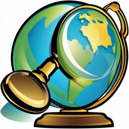 Globe clipart - globe with a magnifying glass  clipart