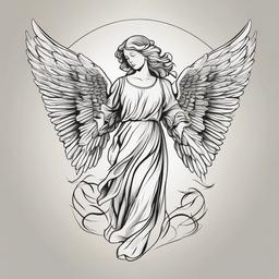 Guardian Angel Realism Tattoo - Achieve a realistic portrayal of your guardian angel in ink.  minimalist color tattoo, vector