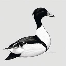 drawing of a common goldeneye duck  minimal rough sketch scribbles,doodles,black and white