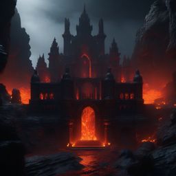 Underworld Realm - An underworld realm with demons, dark castles, and lava rivers detailed matte painting, deep color, fantastical, intricate detail, splash screen, complementary colors, fantasy concept art, 8k resolution trending on artstation unreal engine 5