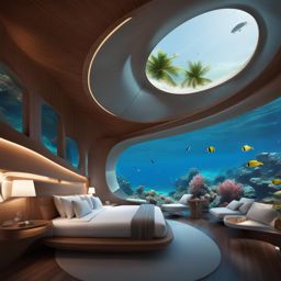 futuristic underwater resorts, offering breathtaking views of vibrant coral reefs. 