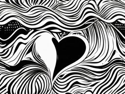 Abstract black heart waves tattoo. Dynamic emotional energy.  minimalist black white tattoo style