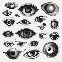 drawings of eyeballs  minimal rough sketch scribbles,doodles,black and white