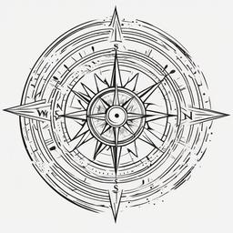 Compass Sun Tattoo - Compass tattoo with sun elements.  simple vector tattoo,minimalist,white background