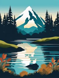 Mountain Lake clipart - A serene mountain lake surrounded by nature., ,vector color clipart,minimal