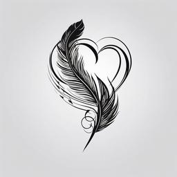 Feather Heart Tattoo - Combination of a feather and heart.  simple vector tattoo,minimalist,white background