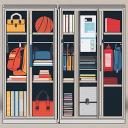 Locker Sticker - Personalizing and organizing belongings in the school locker, , sticker vector art, minimalist design