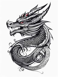 Tiny dragon tattoo, Small and charming dragon tattoo designs.  color, tattoo style pattern, clean white background