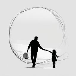 simple sketch of father and daughter  minimal rough sketch scribbles,doodles,black and white