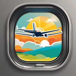 Airplane Window Sticker - Aerial views, ,vector color sticker art,minimal