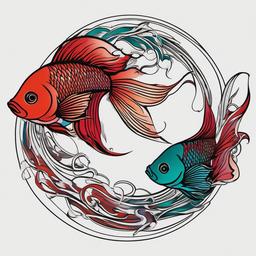 betta fish pisces tattoo  simple vector color tattoo