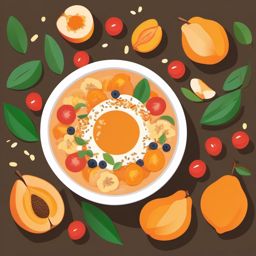 Apricot Smoothie Bowl Clipart - A smoothie bowl with apricot and toppings.  color vector clipart, minimal style