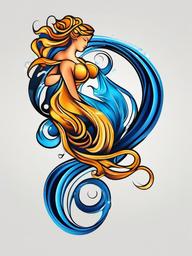 3d aquarius tattoo  simple vector color tattoo