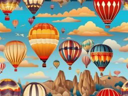 Sky Background - Colorful Hot Air Balloons in Cappadocia  wallpaper style, intricate details, patterns, splash art, light colors