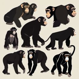 Chimpanzee clipart - Close relative of humans in the wild, ,color clipart vector style