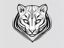 Puma Tattoo - Agile puma ready to pounce  few color tattoo design, simple line art, design clean white background