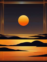 Sunrise Clipart - A breathtaking sunrise over a tranquil horizon, painting the sky with hues of gold and orange.  color clipart, minimalist, vector art, 