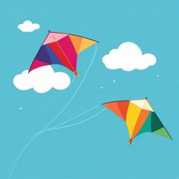 Kite Clipart - Colorful kite soaring high in the clear blue sky.  color clipart, minimalist, vector art, 