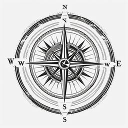 Compass Tattoo Nautical - Nautical-themed compass design.  simple vector tattoo,minimalist,white background