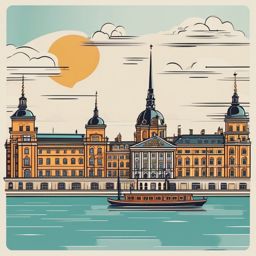 Stockholm clipart - Stockholm Palace and city islands, ,color clipart vector style