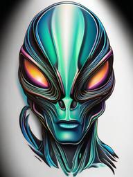 Alien Tattoo 3D - Add depth to your body art with a captivating 3D alien tattoo.  simple color tattoo,vector style,white background