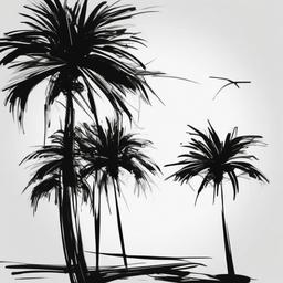 sketch of a palm tree  minimal rough sketch scribbles,doodles,black and white