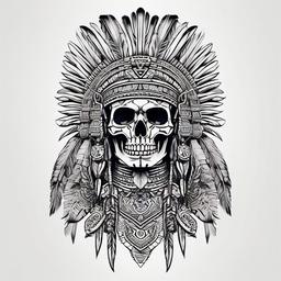 Aztec Warrior Skeleton Tattoos  minimal,tattoo,white background