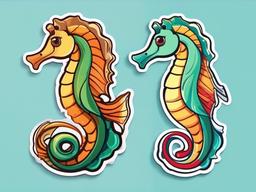 Seahorse cartoon - sea creature that swims upright  cartoon sticker style