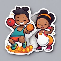 Fitness Fun sticker- Workout Buddy Joy, , color sticker vector art