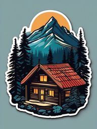 Mountain Cabin sticker- Alpine Retreat Coziness, , color sticker vector art