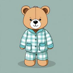 Teddy Bear clipart - teddy bear dressed in pajamas  color,minimalist,vector clipart