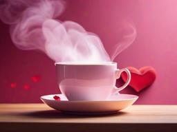 Valentines Day background - Cup of tea with heart-shaped steam rising  aesthetic background wallpaper