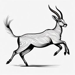 Gazelle Tattoo - Graceful gazelle leaping across the savannah  few color tattoo design, simple line art, design clean white background