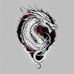 Kiryu Dragon Tattoo - Tattoo inspired by Kiryu, a character from the Godzilla series.  simple color tattoo,minimalist,white background
