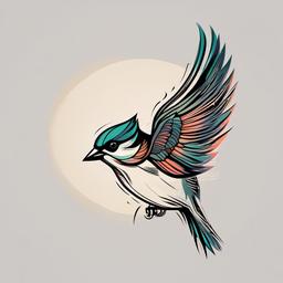 2 sparrow tattoo  minimalist color tattoo, vector