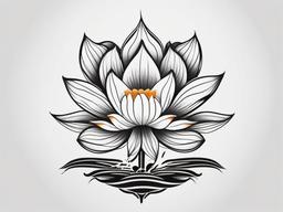 Japanese Lotus Tattoo - Traditional Japanese lotus flower tattoo.  simple color tattoo,white background,minimal